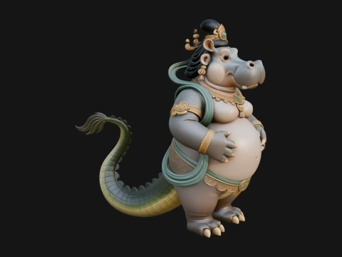Hippo Headed Egyptian Goddess Statue Design 1 - 3D Print Model 3D Druckmodell