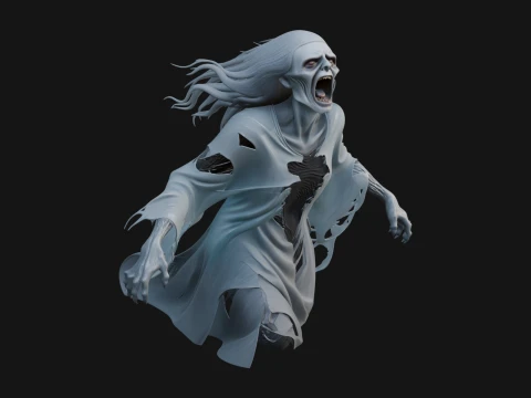 Floating Ghost Statue Design 4 - 3D Print Model 3D 프린트 모델