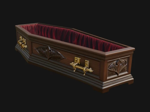 Open Wooden Coffin Model Design 1 - 3D Print Model 3D Принт Модель