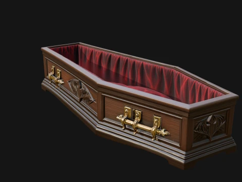 Open Wooden Coffin Model Design 1 - 3D Print Model 3D Print Model