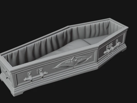 Open Wooden Coffin Model Design 1 - 3D Print Model 3D Print Model