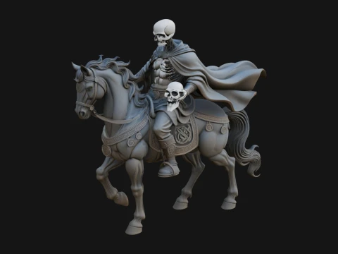 Skeleton Rider on Horse Statue Design 1 - 3D Print Model 3D Print Model