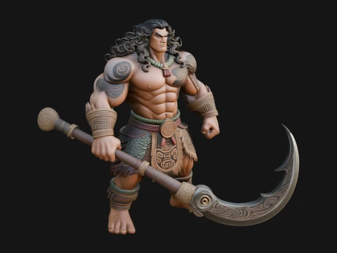 Barbarian with Axe Statue Design 9 - 3D Print Model 3D Druckmodell