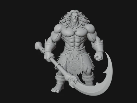 Barbarian with Axe Statue Design 9 - 3D Print Model 3D Print Model