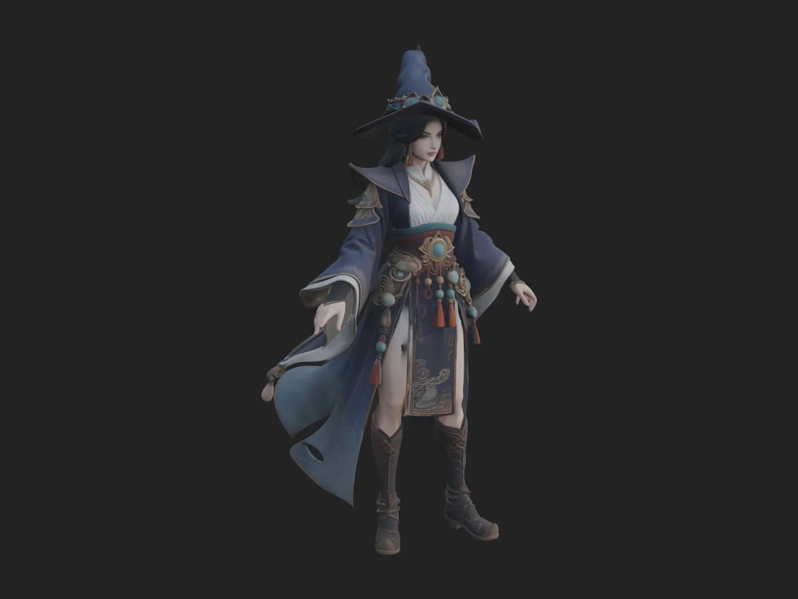 Witch Hat Sorcerer Statue Design 19 - 3D Print Model 3D Print Model .c4d .max .obj .3ds .fbx .stl .blend 
