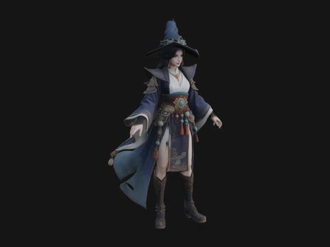 Witch Hat Sorcerer Statue Design 19 - 3D Print Model Modelo de Impressão 3D