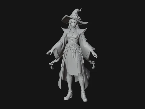 Witch Hat Sorcerer Statue Design 19 - 3D Print Model 3D Print Model
