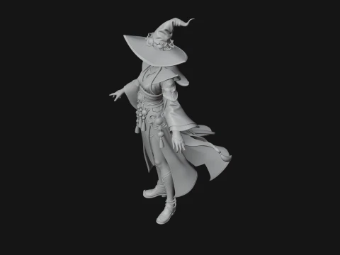 Witch Hat Sorcerer Statue Design 19 - 3D Print Model 3D Print Model