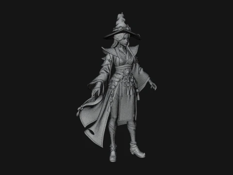 Witch Hat Sorcerer Statue Design 19 - 3D Print Model 3D Print Model