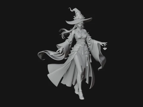 Witch Hat Sorcerer Statue Design 20 - 3D Print Model 3D Print Model