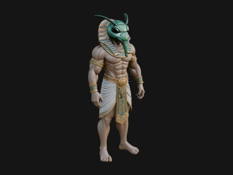 Projekt posągu egipskiego boga ze skarabeuszem 1 - model do druku 3D Model do druku 3D