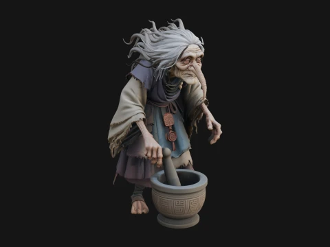 Projeto 11 da est&aacute;tua do feiticeiro da bruxa curvada - modelo de impress&atilde;o 3D Modelo de Impressão 3D