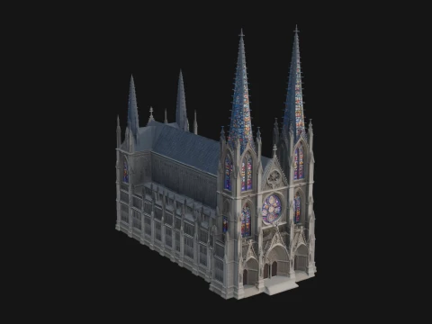 Gothic Cathedral Tower Model Design 5 - 3D Print Model Modello di stampa 3D