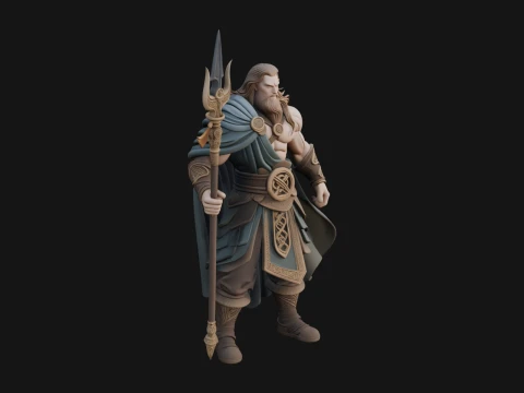 Odin with Spear Statue Design 15 - 3D Print Model Model do druku 3D