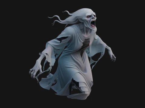 Floating Ghost Statue Design 5 - 3D Print Model 3D Druckmodell