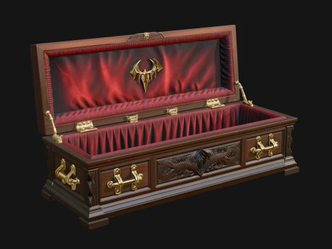 Open Wooden Coffin Model Design 2 - 3D Print Model 3D Принт Модель