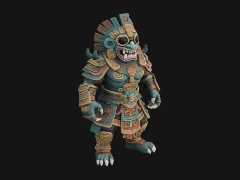 Aztec Feathered Noble Statue Design 10 - 3D Print Model 3D Print Model