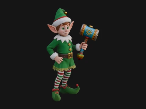 Christmas Elf Helper Statue Design 4 - 3D Print Model 3Dプリントモデル