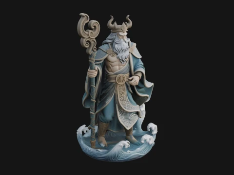 Poseidon with Trident Statue Design 24 - 3D Print Model Model do druku 3D
