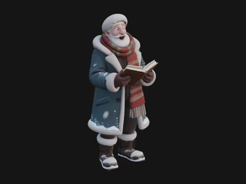 Winter Santa with Book Statue Design 1 - 3D Print Model 3D Принт Модель