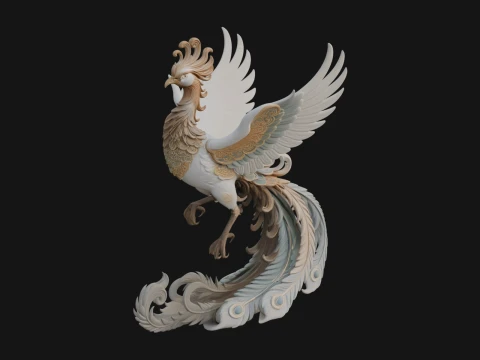 Rising Phoenix Bird Statue Design 2 - 3D Print Model 3D Print Model