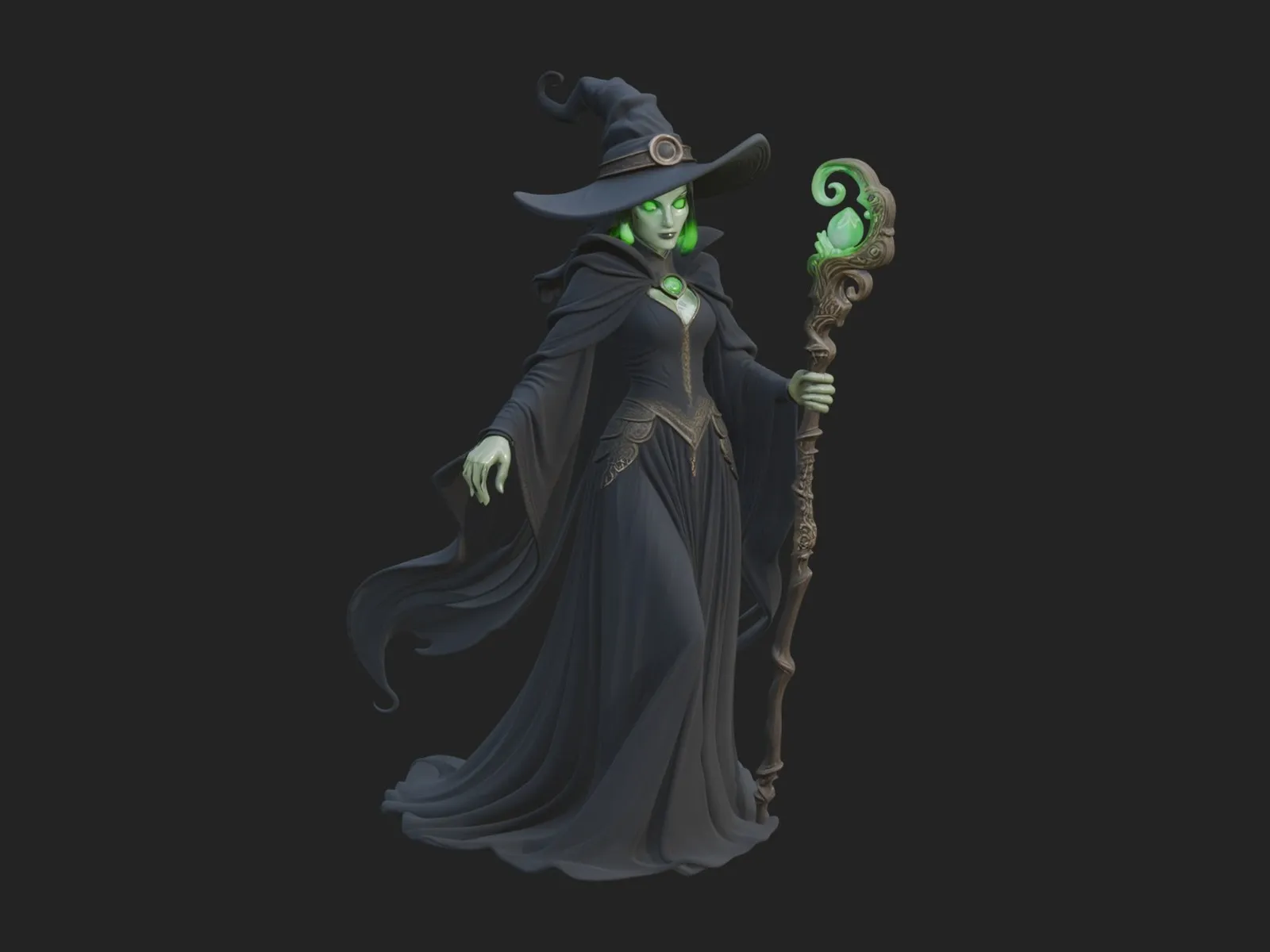 Witch Hat Sorcerer Statue Design 21 - 3D Print Model 3D Print Model .c4d .max .obj .3ds .fbx .stl .blend 