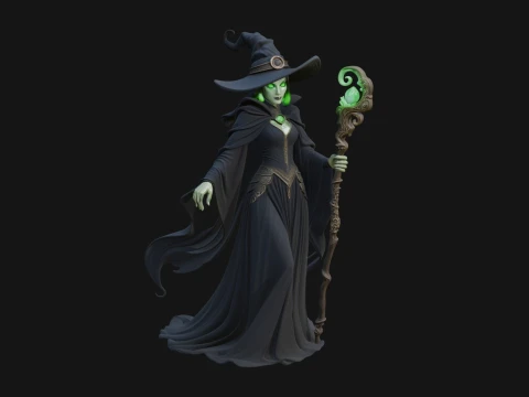 Witch Hat Sorcerer Statue Design 21 - 3D Print Model Modelo de Impressão 3D