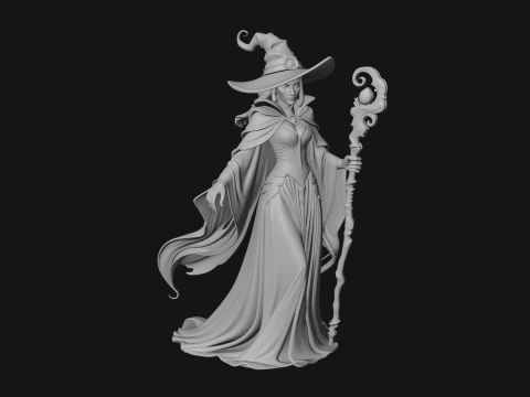 Witch Hat Sorcerer Statue Design 21 - 3D Print Model 3D Print Model