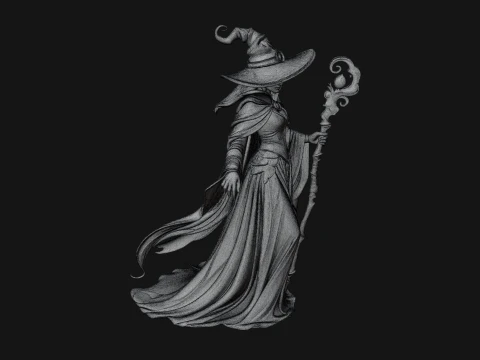 Witch Hat Sorcerer Statue Design 21 - 3D Print Model 3D Print Model