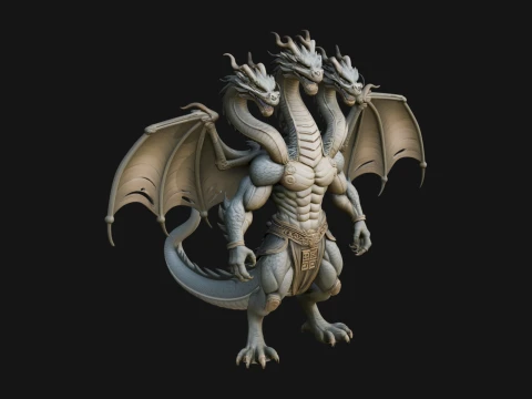 Multi Headed Hydra Statue Design 9 - 3D Print Model 3D Принт Модель