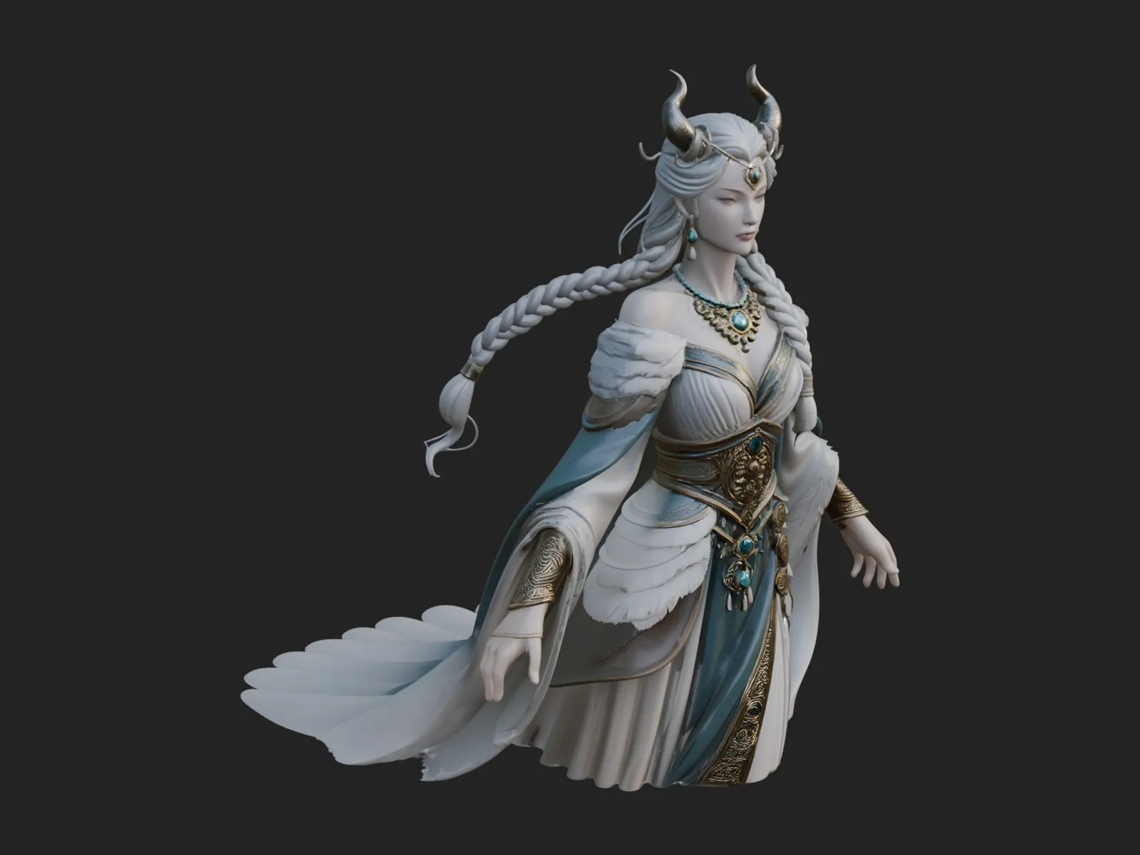 Elven Queen Statue Design 32 - 3D Print Model 3D Print Model .c4d .max .obj .3ds .fbx .stl .blend 