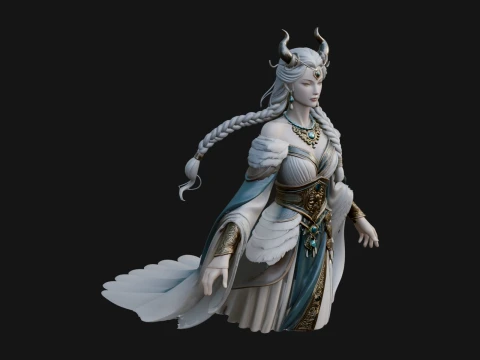 Elven Queen Statue Design 32 - 3D Print Model Modèles 3D en vedette