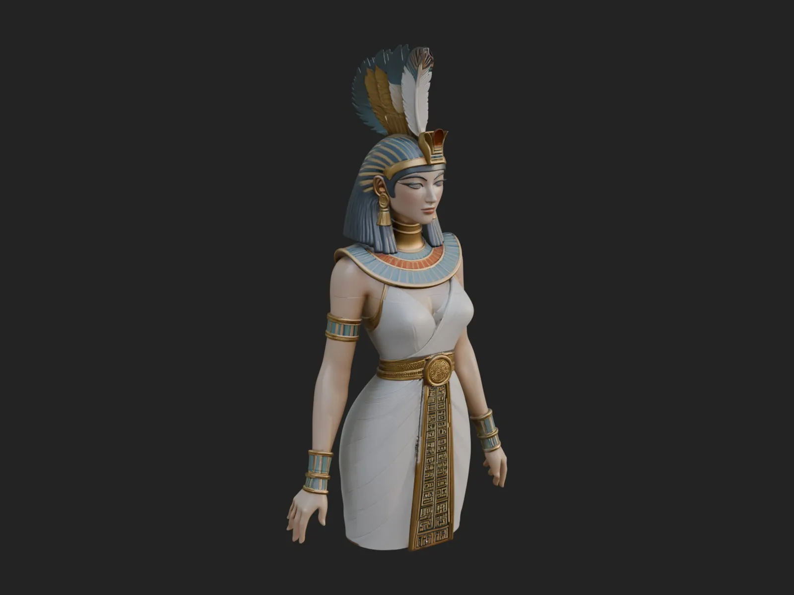 Egyptian Queen Statue Design 5 - 3D Print Model 3D Print Model .c4d .max .obj .3ds .fbx .stl .blend 