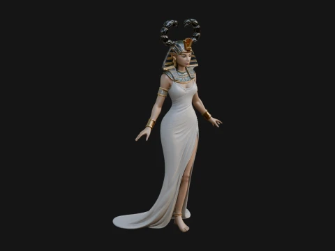 Egyptian Queen Statue Design 6 - 3D Print Model Modello di stampa 3D