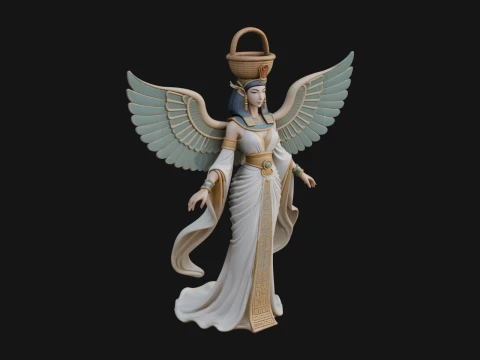 Winged Egyptian Goddess Statue Design 2 - 3D Print Model Model do druku 3D