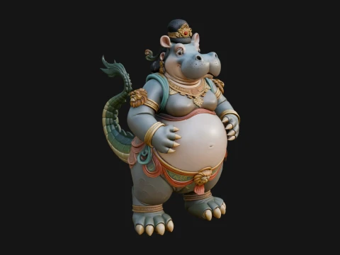 Hippo Headed Egyptian Goddess Statue Design 2 - 3D Print Model Model do druku 3D