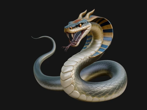 Crowned Cobra Serpent Statue Design 1 - 3D Print Model 3D Print Model