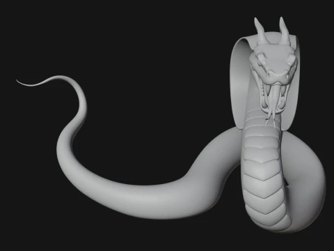 Crowned Cobra Serpent Statue Design 1 - 3D Print Model 3D Print Model