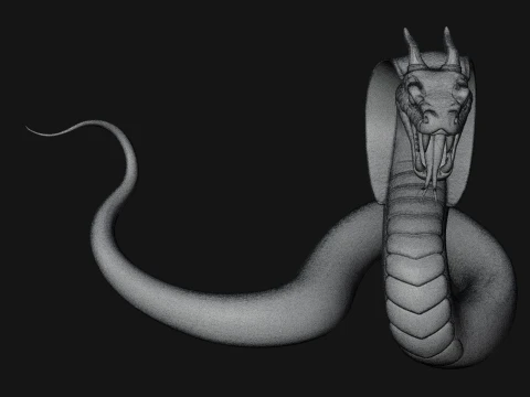 Crowned Cobra Serpent Statue Design 1 - 3D Print Model 3D Print Model