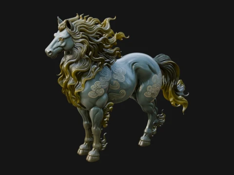 Wild Horse Statue Design 15 - 3D Print Model 3D Print Model