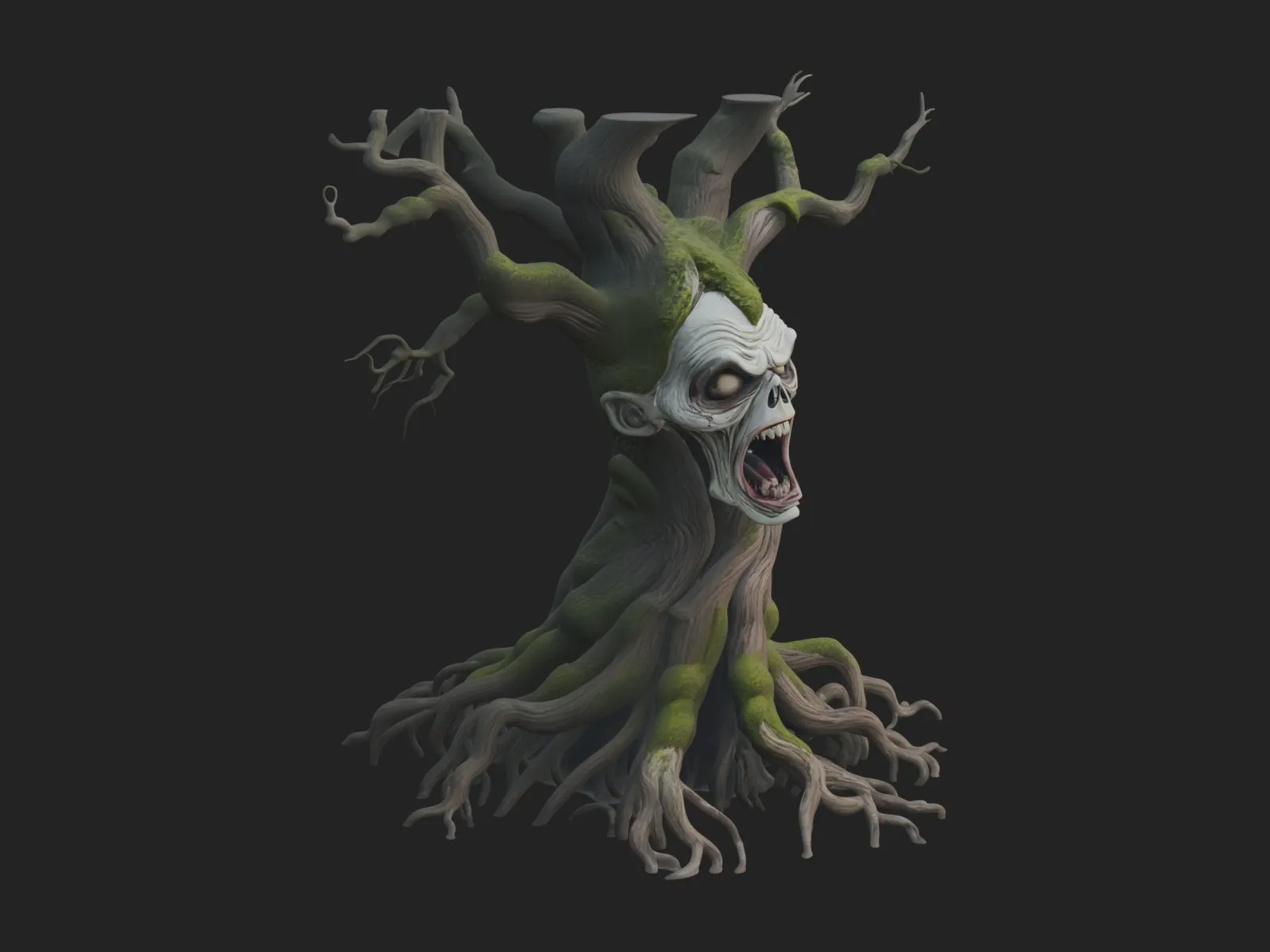 Haunted Tree Monster Statue Design 1 - 3D Print Model 3D Print Model .c4d .max .obj .3ds .fbx .stl .blend