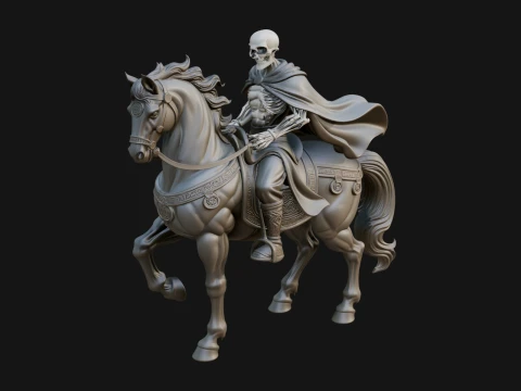 Skeleton Rider on Horse Statue Design 2 - 3D Print Model 3D Print Model