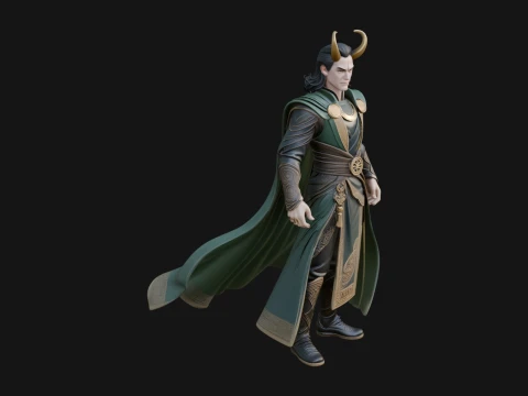 Horned Trickster God Statue Design 5 - 3D Print Model 3D Baskı Modeli