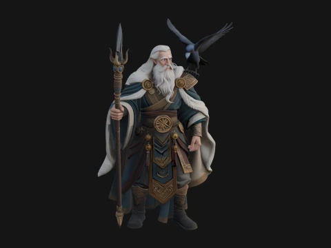 Odin with Spear Statue Design 16 - 3D Print Model 3D Baskı Modeli