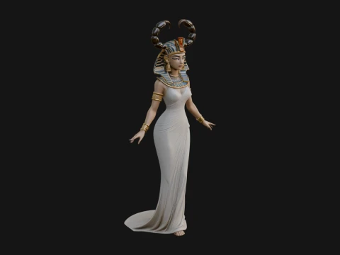 Egyptian Queen Statue Design 7 - 3D Print Model Modello di stampa 3D