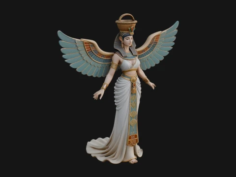 Winged Egyptian Goddess Statue Design 3 - 3D Print Model 3D Baskı Modeli