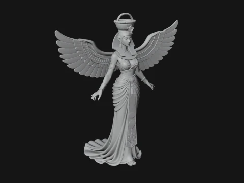 Winged Egyptian Goddess Statue Design 3 - 3D Print Model 3D Print Model