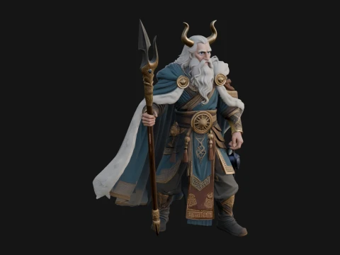 Odin with Spear Statue Design 17 - 3D Print Model 3D Baskı Modeli