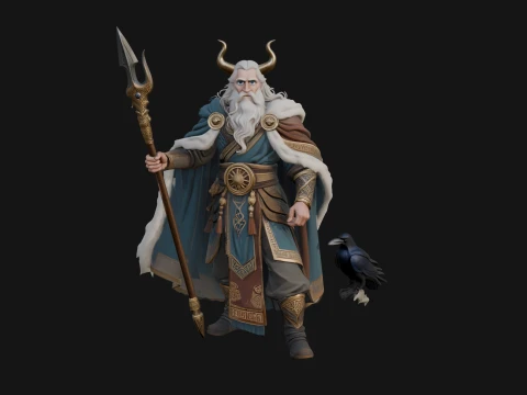 Odin with Spear Statue Design 17 - 3D Print Model 3D Print Model