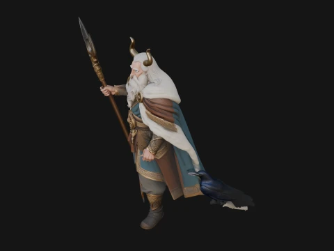 Odin with Spear Statue Design 17 - 3D Print Model 3D Print Model